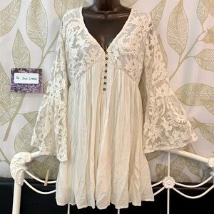 Size Large Cream Boho Peasant Dress